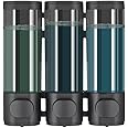 modunful Shampoo and Conditioner Dispenser, Shower Dispenser 3 Chamber No Drill Shampoo for Shower Wall Mounted Conditioner Body Wash for Bathroom,Liquid Soap Large Capacity,Black