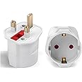 MOBIBAY European to UK Plug Adaptor- 1 Pack Adapter EU to UK,EURO 2 Pin to 3 Pin for Europe Schuko Travel Converter from France, Italy, Spain, Germany to British Adapter- White