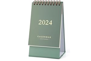KINBOM Mini Kalendarz na Biurko, 15,8x9,3cm Maly Kalendarz Biurkowy Maly Kalendarz na Biurko Spiralne na Biurko 2023-2024 Maly Kalendarz na Biurko do Szkoly Domowe Biuro (2023.7-2024.12, Zielony)