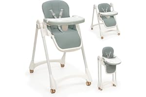 Interbaby Trona Bebe Evolutiva | Trona Plegable 6-36 meses, Máximo 25 kg, Aluminio | Silla Bebe Respaldo 4 Posiciones, Patas y Bandeja Regulables, Arnés de Seguridad | Practic Verde