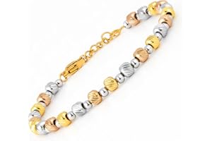 SAGA GIOIELLI Bransoletka damska z samorodkami z ziarnami trzy złote - ze stali nierdzewnej - długość 16,5 + 3,5 cm - granulki 4 mm - opakowanie prezentowe w zestawie - unisex