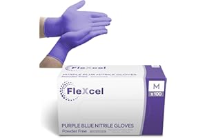 FleXcel Powder Free Nitrile Gloves - Medical-Grade, Latex-Free, Food Safe (Box of 100)