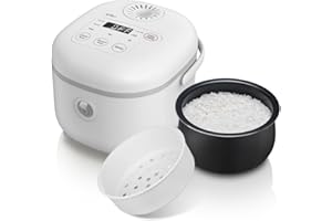 BAR Bear 6 Multifunctional 4 Cups(Uncooked) Rice Cooker with Steamer for 1-4 People, Perfect for White/Brown Rice, Porridge, and Soup, White Rice Cooker