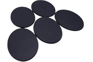 Forged Terrain Lot de 5 bases rondes noires miniatures en plastique pour jeux de guerre 120 mm x 92 mm