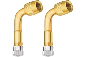 KSUKTSW 2 Pièces Extensions de Valve 90 degrés, Adaptateur de Valve en Cuivre, Adaptateur Valve Pneu Raccord Prolongateur Coudee, pour Voiture, Moto, Vélo, Scooter