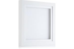 PICTURE FRAMING DIRECT Boldon Framing White 3D Shadow Deep Box Photo Frame for Medal, Flower & Crafts Display. Cube Picture Frames. Size 16x16", White Mount