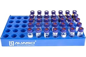 ALWSCI (1 Pack) 2ml Vial Rack, Lab HPLC Vial Holder, 12mm Vial Tray Holder 50-Well Stackable, Blue Tube Rack for 2ml Autosampler Vial