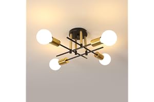 Riserva Sputnik lampa sufitowa w stylu vintage, E27, 4 źródła światła, przemysłowa lampa sufitowa, metalowa, do salonu, jadalni, korytarza, restauracji, hotelu, kawiarni, złota