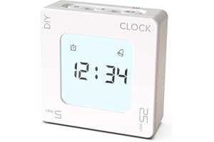 ThreeH Cyfrowy timer obrotowy z zegarem 5, 25 minut wstępnie ustawiony timer wielofunkcyjny budzik narzędzie do zarządzania czasem na spotkanie klasowe biały