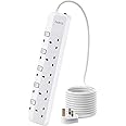 PARTH 5m Extension Lead with Switches Surge Protection UK Plug Extension 5 Metre Cable Extension Cord 5 Way Sockets Power Extension with Overload Protection 3250W/13A