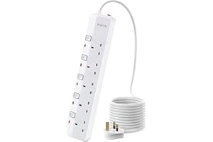 PARTH 5m Extension Lead with Switches Surge Protection UK Plug Extension 5 Metre Cable Extension Cord 5 Way Sockets Power Extension with Overload Protection 3250W/13A