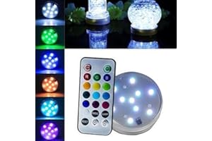Bodhi2000 Submersible LED Lights with Remote Control, RGB Multi Color Changing Waterproof Light for Vase Base, Floral, Aquarium, Pond, Wedding, Halloween, Party, Christmas, Submersible Lights