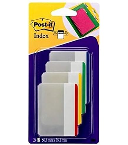 AVERY Zweckform Art. 74767 zelfklevende strips transparant/neon (24 zelfklevende notities, 63,5 x 25,4 mm, beschrijfbare index tabs folie, verwijderbare plakbriefjes, page markers, sticky notes