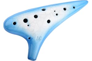 AWEF AFE 12 Loch Alto C Okarina Keramik Ocarina mit einer schützenden Tasche und Songbooks Gradient Blue
