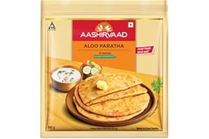 Veenas Aashirvaad Aloo Paratha | 400G |Potato Stuffed Paratha | Flat Bread Dish | Breakfast Food | Mashed Patato Filled | Ready to Eat | 100% Fresh | Indian Origin, 1.0 count