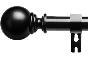WIDYANA Eyelet Curtain Poles, 78 to 121cm Black Door Curtain Rod with Adjustable Brackets Fittings Set Window Poles, for Living Room, Bedroom, Kitchen