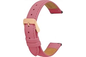 Toff London Ladies Leather Watch Strap, Quick Release with Rose Gold Metal Buckle, Band Width 18mm