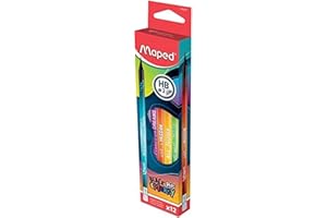 Maped - Crayons à Papier Noirs Décorés - Message Positifs et Inspirants - Boîte 12 Crayons 852001 Multicolore