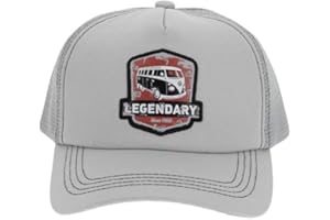 BRISA VW Collection - Volkswagen Baseball-Cap-Military-Kappe-Mütze-Cappy-Kopfbedeckung mit T1 Bulli Bus Motiv (Vintage Logo/Grau)