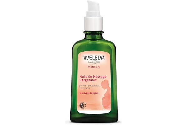 WELEDA - Huile de Massage Vergetures - Prévient et réduit l'apparition des vergetures - Pour femmes enceintes et allaitantes - NATRUE - Vegan - 100 ml