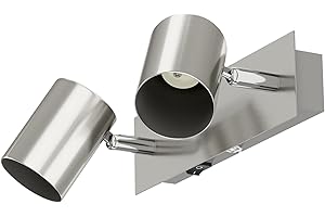 ledscom.de Applique murale WAIKA, 2 flammes, interrupteur, inox mat, carrée, 2x GU10 max. 60W