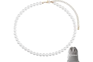 GENSMILE Vitt pärlhalsband för kvinnor – pärlsmycke, chokerkedja för kvinnor, pärlhänge, modesmycke, present till flickor til