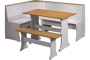 ‎INTER-FURN Inter-Furn Eckbankgruppe inkl. Tisch, Kiefer Massiv Weiß/Honig gewachst, 164 x 85 x 126 cm