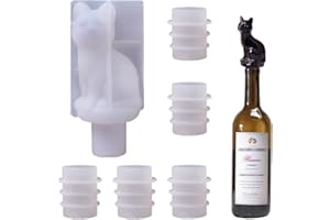 FZSECRIU Resine epoxy kit,epoxy resin kit complet,resine epoxy moule silicone, moule pour resine epoxy DIY pour bouchon bouteille vin en forme de Chat,6 pcs