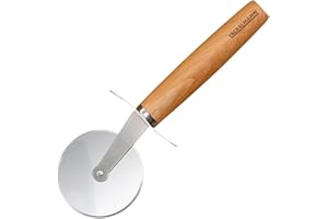 Fackelmann Cortador de Pizza Fair, 21cm, con Cuchilla de Acero Inoxidable y Mango de Madera de Haya FSC, Ideal para Pizza y Pasta, Fácil de Limpiar, Estilo Rústico Italiano, 1 ud.