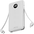 OKZU Power Bank with Built-in Cables, 10000mah 22.5W PD 3.0 QC 4.0 USB C Fast Charging Power Bank, Type C Battery Pack Compatible with iPhone 14 13 12 11 Samsung Galaxy Google Pixel and More (White)