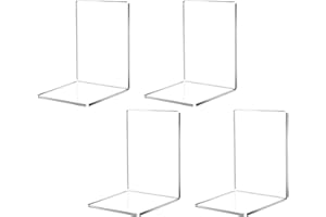 WINDFROMORT Buchstütze, 4 Stück Buchhalter, Buchstützen aus Acryl, Bücherstützen, Buchständer Kinder, Bücherständer, Buchregal (17.5 x 12 x 12 cm)