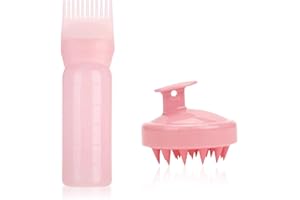 SODWES Brosse Teinture Pour Cheveux Teinture,Applicateur Huile Cheveux,Flacon Applicateur Huile Cheveux,Brosse Massage Cuir Chevelu,Flacon Applicateur Huile Cheveux Avec échelle,Pour Cheveux Brosse Teinture