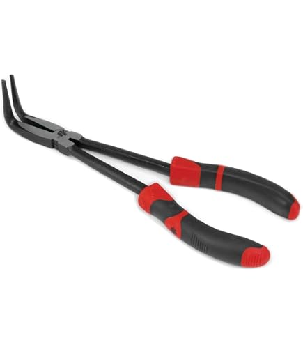 Pince A Bec Long Set 3 Pinces Longues Navaris - Pointe Droite/45°/90° - Double Articulation - Pour électricien, Plombier, Bricolage Pinces Bec Biseauté Acier
