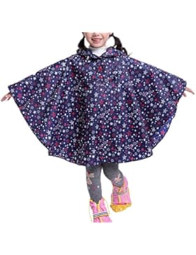Comfysail Kinder Mädchen Stern Regenmantel Regenponcho Regenjacke mit Kapuze Wasserdicht Regencape Softshelljacke