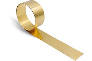 Uxney Tôle de laiton, plaque de laiton, feuilles de laiton dorées Rouleau de tôle de laiton 1000 mm x 50 mm x 0.1 mm pour l'artisanat, les réparations électriques, les projets de bricolage