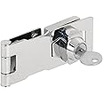 Prime-Line Products U 9951 Twist Knob Keyed Locking Hasp For Small Doors, Cabinets And More, 4” X 1-5/8”, Steel, Chrome Plated