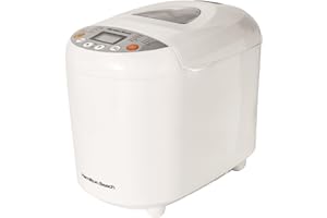 Hamilton Beach Bread Maker, Quick Bake, 19 Programmes, 3 Loaf Sizes, Gluten-Free, Whole Wheat, Jam & Pizza Dough, 15 Hour Timer, Adjustable Crust Control, Keep Warm Function, White - HB8103BMW