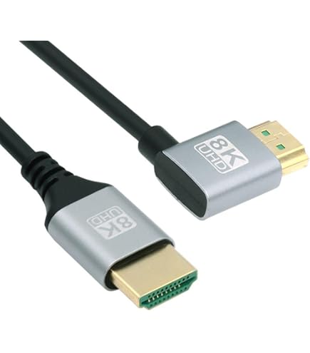 Cavo HDMI 2.1 A Spirale 8K 48 Gbps - Connettore A 90° Maschio-Maschio - Lunghezza 1,2m - Supporta 8K@60Hz, 4K@120Hz - Per Monitor, PC, PS5 - 3
