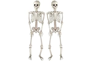 JONAMI Dekoracje na Halloween, realistyczne szkielety halloweenowe, 40,6 cm dekoracje szkieletowe, możliwe do ustawieniu, na wewnątrz i na zewnątrz, akcesoria na imprezę halloweenową - 2 szt