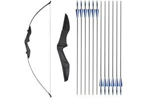SHARROW Takedown Arco Ricurvo e Set di Frecce Tiro con L'Arco Dritto di Prua 30-40lbs con 12pcs Frecce in Fibra di Vetro per Giovani Adulti Principianti