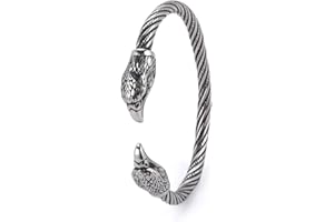 KKJOY Bracelet viking en acier inoxydable avec tête d'animal - Bijou vintage à vis - Pour homme