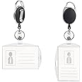 Vicloon Badge Holder, 2PCS Two-Sided Horizontal Vertical ID Card Holder with Retractable Reel Set for School, Office, Identity Card, Key Ring and Belt Clip Attachment