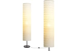 LALISU Stehlampe Papier Lampe Moderne Stehlampen mit Lampenschirm, Stehlampe für für Wohnzimmer Mit Fußschalter, Schlafzimmer und Arbeitszimmer (White-03)