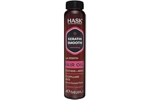 HASK Keratin Smoothing Shine Oil Vial for all hair types, colour safe, gluten-free, sulfate-free, paraben-free - 1 18mL Vial
