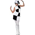 Smiffys 60s Party Girl Costume, Black & White with Dress and Hat, 1960's Groovy Fancy Dress, 1960s Dress Up Costumes