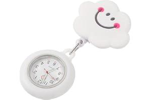 iplusmile Uhr Versenkbar Ansteckuhr Taschenuhr: Wolke Brosche Silikon Pflegeuhr mit Clip Ärzte Krankenschwestern Sanitäter Krankenpfleger Damen Geschenk Weihnachten Neujahr
