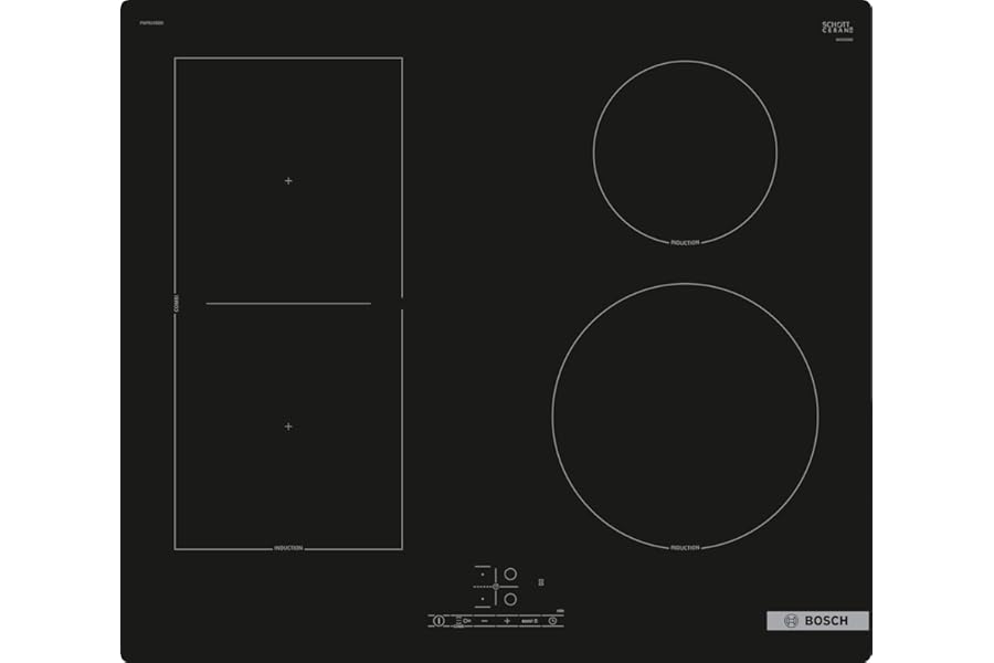 Bosch PWP61RBB5E Series 4 Induction Hob, CombiZone Combines Two Cooking Areas, TouchSelect, Black, Without Profiles, 60 cm, Amazon Exclusive Version