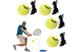 LATRAT 4 tennisbollar med sträng tennis tränare ersättningsbollutrustning, hållbara reservbollar med snöre för nybörjare träningsträningsutrustning