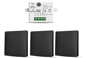 HYHIOTS Interupteur Sans Fil, 3 Interrupteur d'éclairage Sans Pile Fil va et Vient Avec émetteur et Contrôleur Récepteur RF433 10A 240V (Kit 3 Voies)