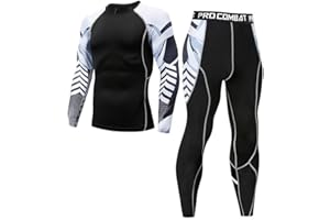 Celucke Funktionsunterwäsche Herren Set Sportunterwäsche, Sport Leggings Kompressionshose Funktionsunterhose + Kompressionsshirt Unterhemd Funktionsshirt, mit Quick-Dry-Funktion